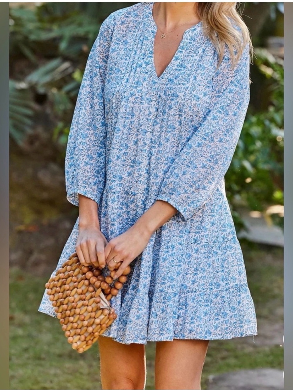 NWOT Lake Eloise Tiered dress in Delft floral print - Picture 2 of 6